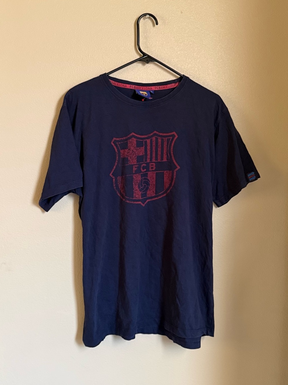FC Barcelona Graphic T-Shirt Navy Blue FCB Soccer Football Tee Size L